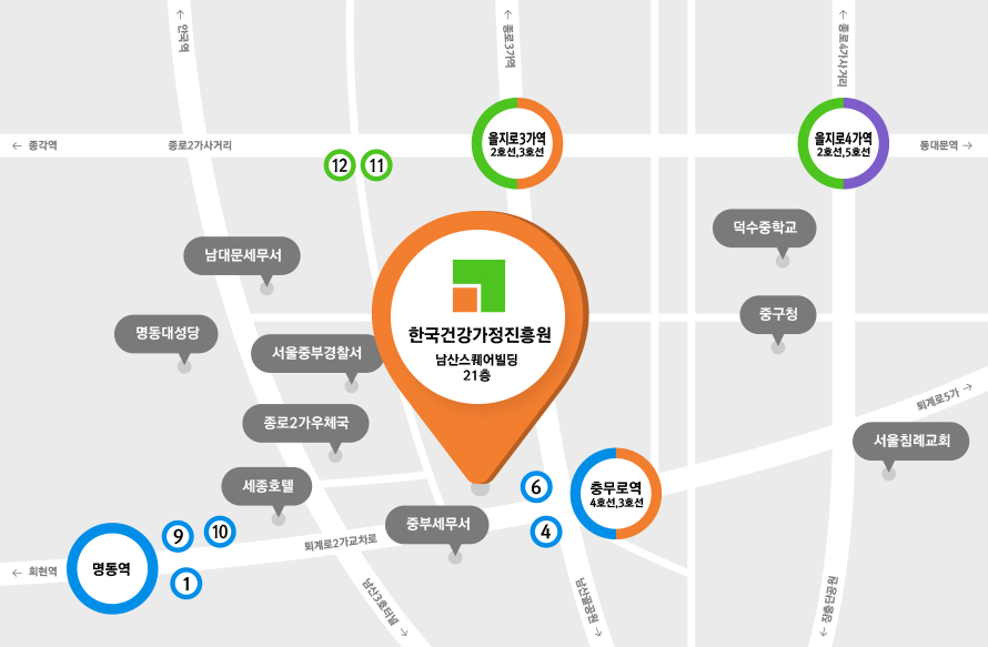 아래의 테이블에서 찾아오시는 길 및 대중교통을 확인하실 수 있습니다